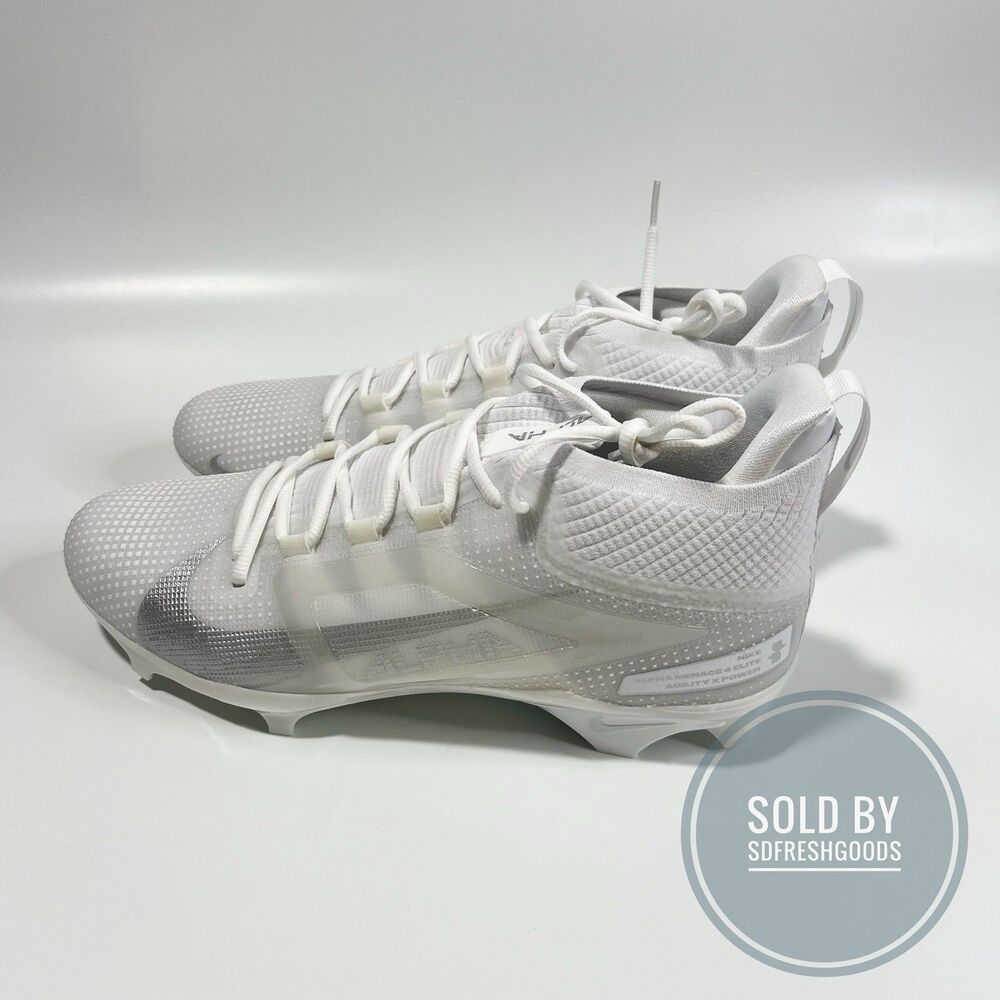 Nike Alpha Menace 4 Elite Football Cleats White Metallic Silver FD7036-101 Sz 12